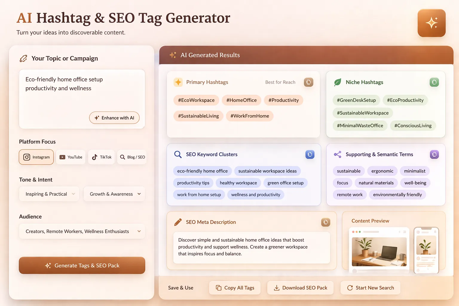 Hashtag & SEO Tag Generator cover