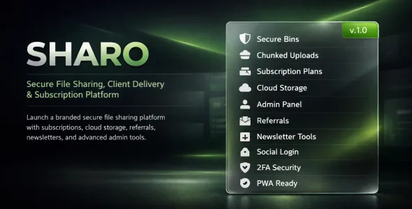 SHARO secure file delivery platform preview